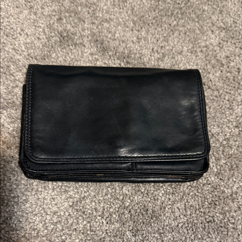 Derek Alexander Black Leather Wallet Clutch - Classic Minimalist